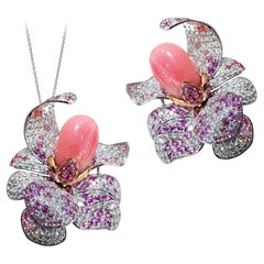 【Conchéa】Empress Orchid Convertible 3-Way Conch Pearl & Diamond Jewelry - 5.2ct