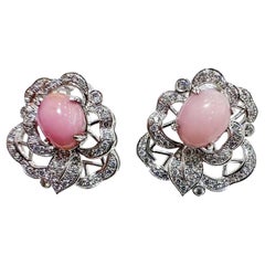 【Conchéa】Orecchini con perle e diamanti a fiore eterno - 4,96ct