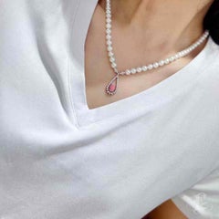 【Conchéa】Pendentif en forme de conque avec perle d'Akoya et diamant - 3.1ct