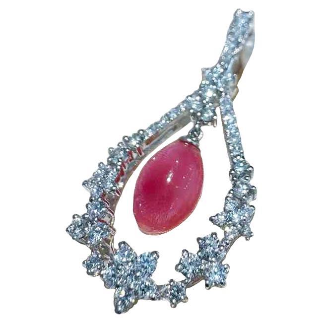 【Conchéa】Flame Halo Conch Pearl & Diamond Pendant — 1.87ct