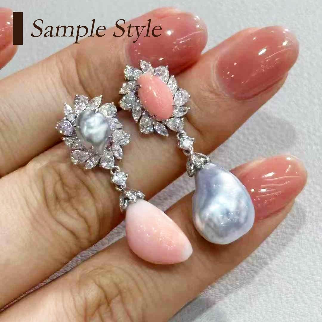 【Conchéa】Flame Kissed Twins — 5.49ct Conch Pearl & 6.0ct Giant Clam Pearl For Sale 4
