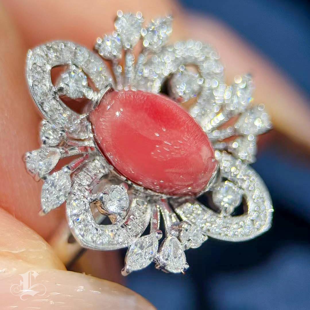 【Conchéa】Flame Petal Platin Muschel Diamant Ring - 1.87ct (Ungeschliffen) im Angebot