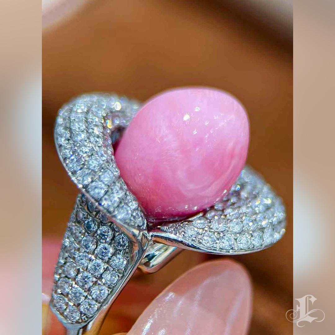 【Conchéa】Bague à diamants en perles de Calla Conch flamboyantes - 6.05ct en vente 5