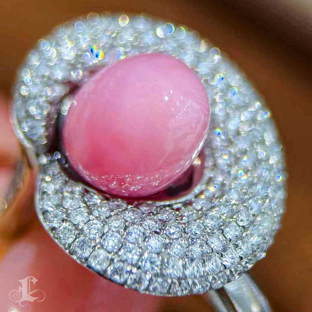 【Conchéa】Bague à diamants en perles de Calla Conch flamboyantes - 6.05ct Pour femmes en vente