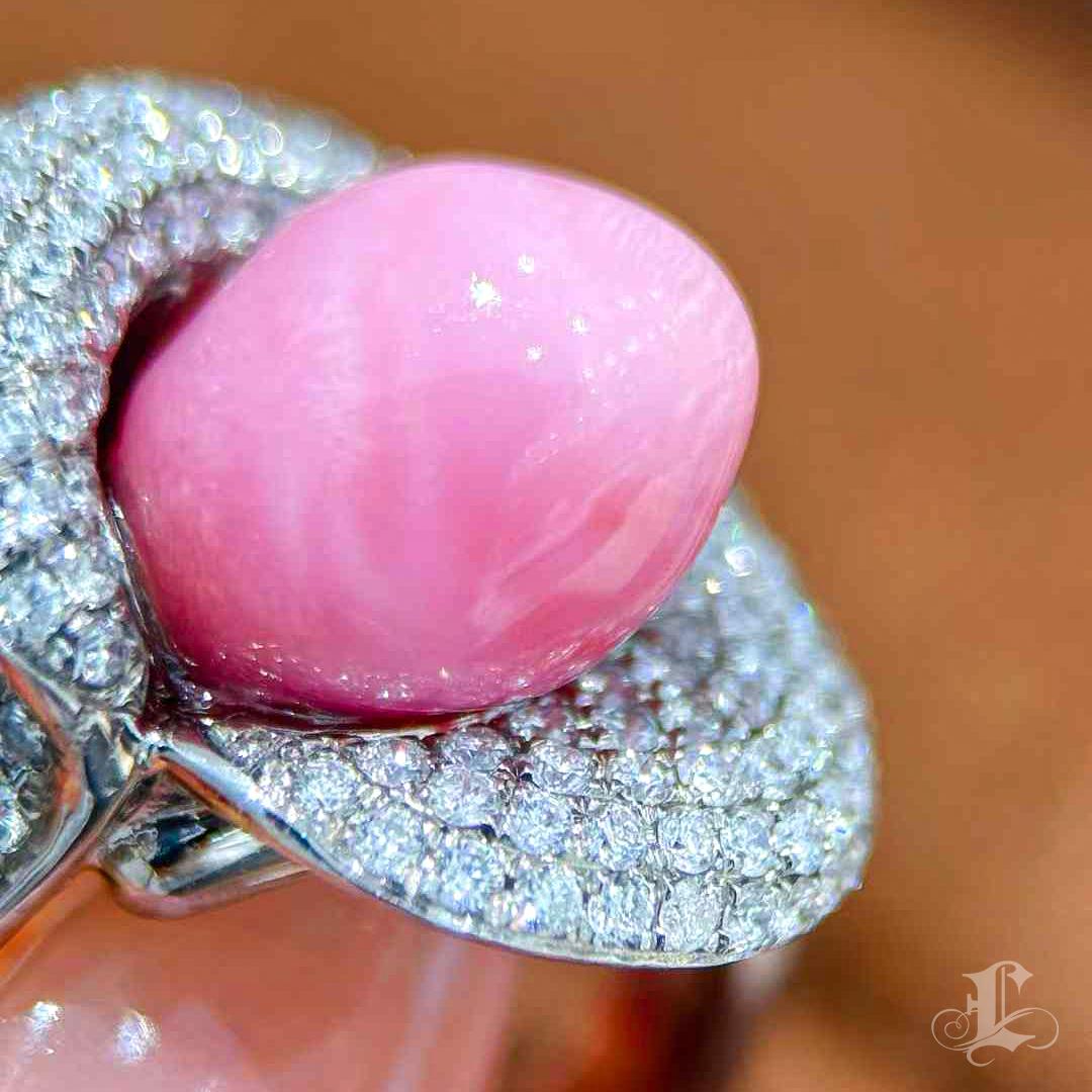 【Conchéa】Bague à diamants en perles de Calla Conch flamboyantes - 6.05ct en vente 3