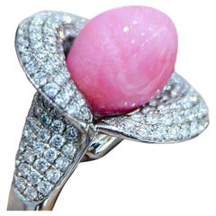 【Conchéa】Bague à diamants en perles de Calla Conch flamboyantes - 6.05ct