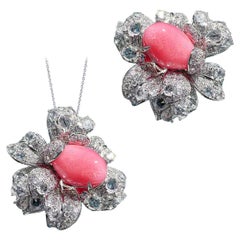 【Conchéa】Flaming Grace Convertible Petal Ring Pendant - 4.15ct Conch Pearl
