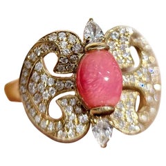 【Conchéa】Flaming Grace Vintage Conch Pearl & Diamond Ring - 1.65ct