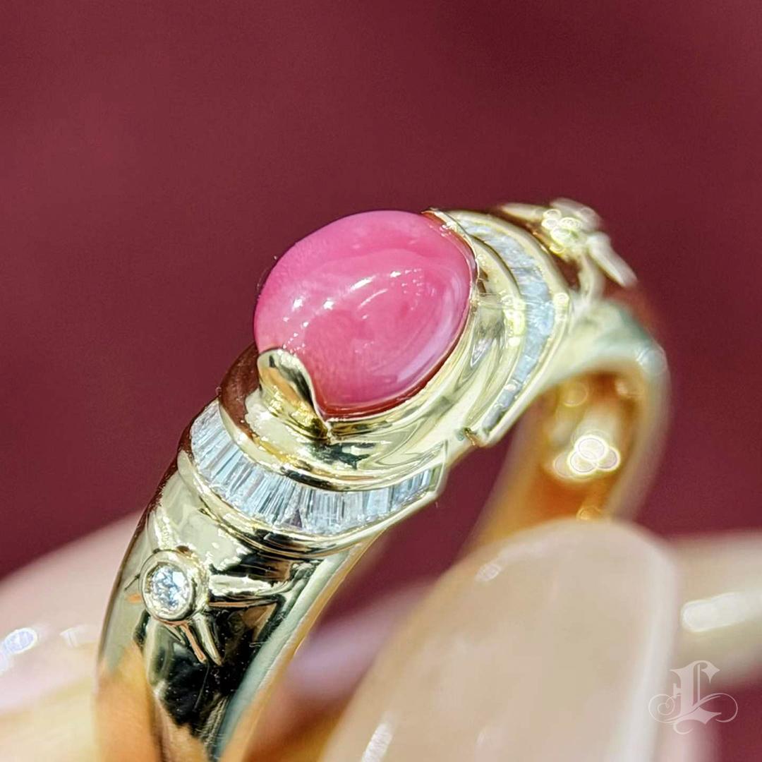 【Conchéa】Heritage Flamingo Conch Pearl Baguette Diamond Ring - 1.0 ct Pour femmes en vente