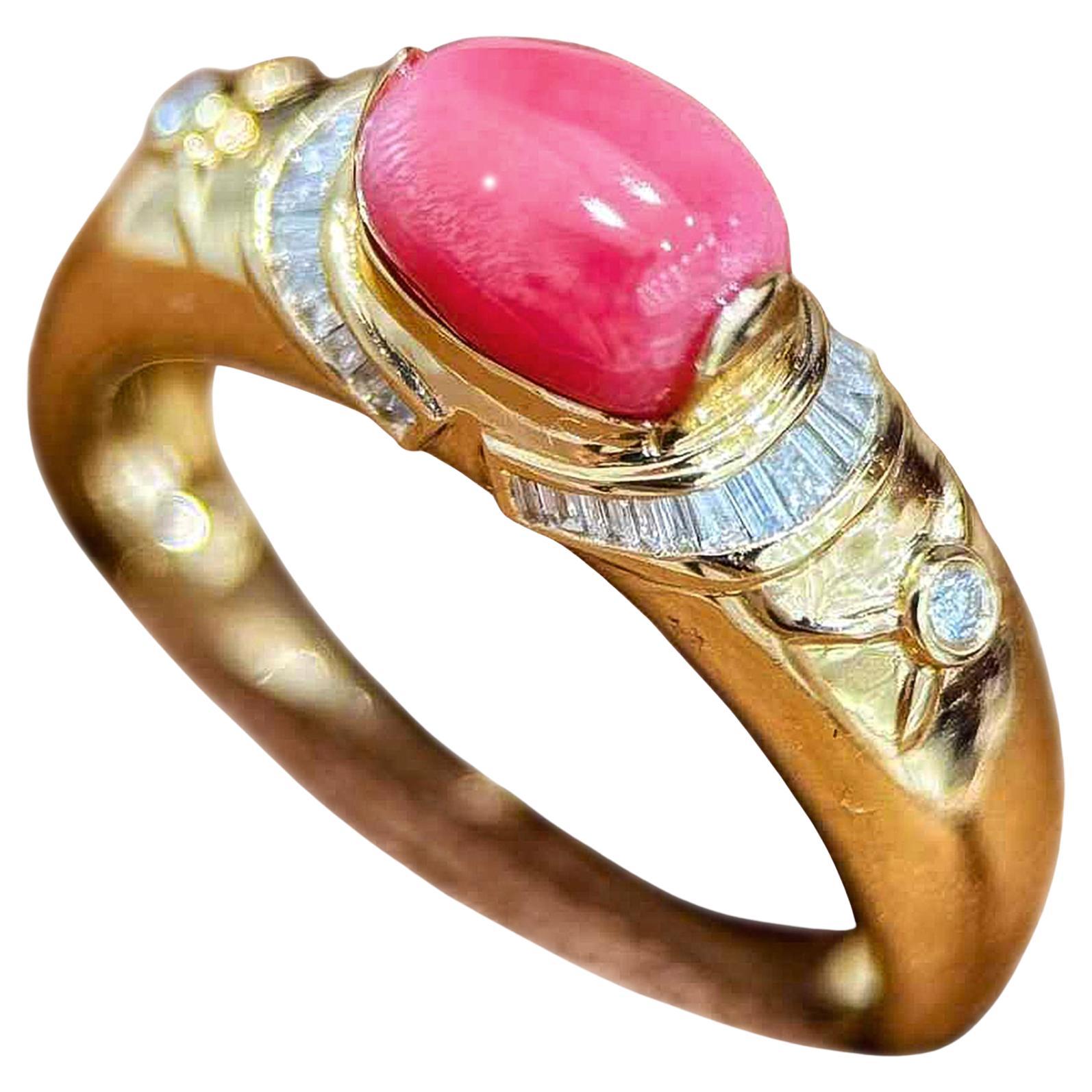 【Conchéa】Flaming Rose Vintage Conch Pearl Ring — 1.67ct