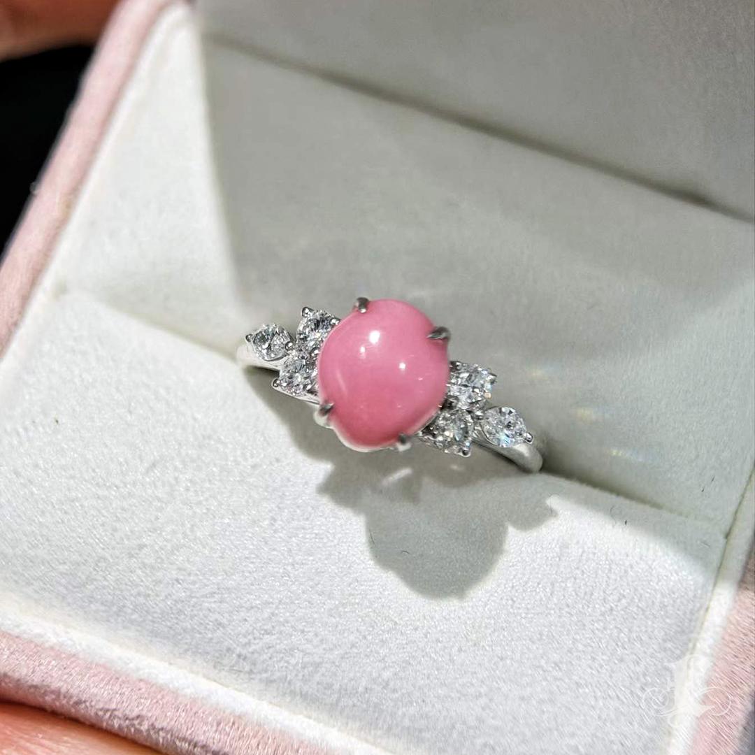 【Conchéa】Flamingo Aurora Conch Pearl Diamond Ring - 2.6 ct en vente 5