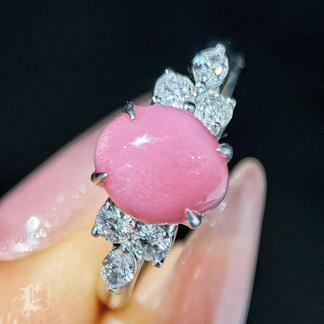 【Conchéa】Flamingo Aurora Conch Pearl Diamond Ring - 2.6 ct Neuf - En vente à New York, NY