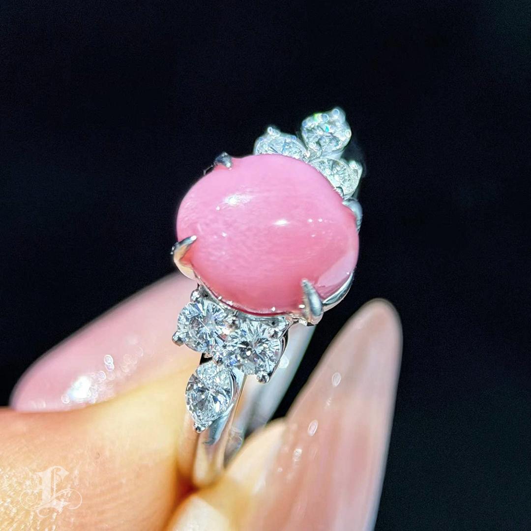【Conchéa】Flamingo Aurora Conch Pearl Diamond Ring - 2.6 ct Pour femmes en vente