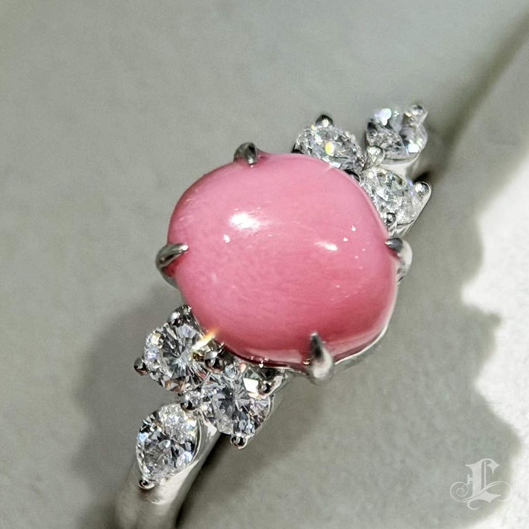 【Conchéa】Flamingo Aurora Conch Pearl Diamond Ring - 2.6 ct en vente 3