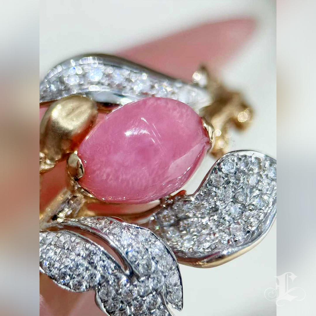 【Conchéa】Flamingo Bloom Conch Pearl Diamond Ring - 1.48ct Neuf - En vente à New York, NY