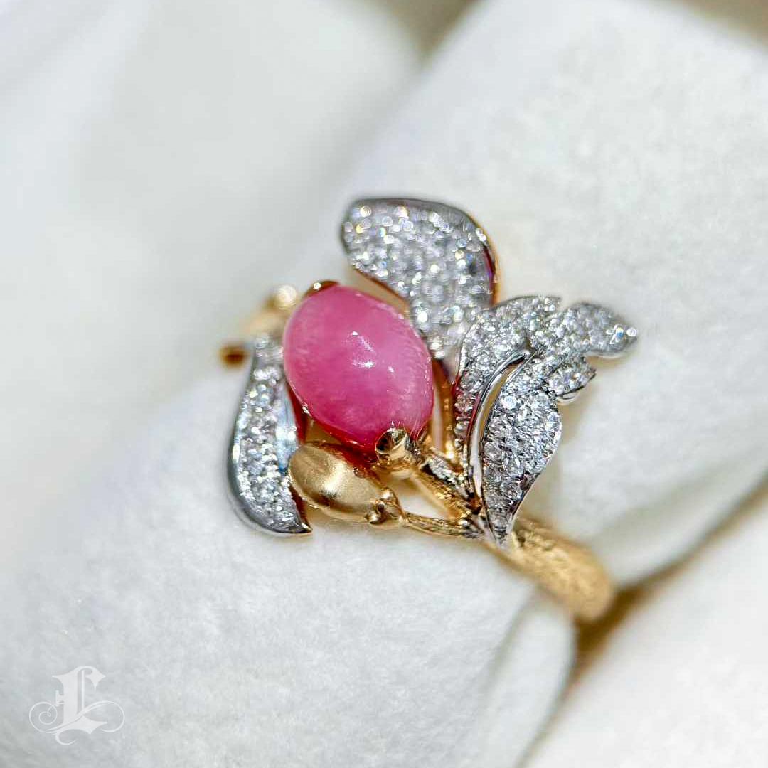 【Conchéa】Flamingo Bloom Conch Pearl Diamond Ring - 1.48ct Pour femmes en vente