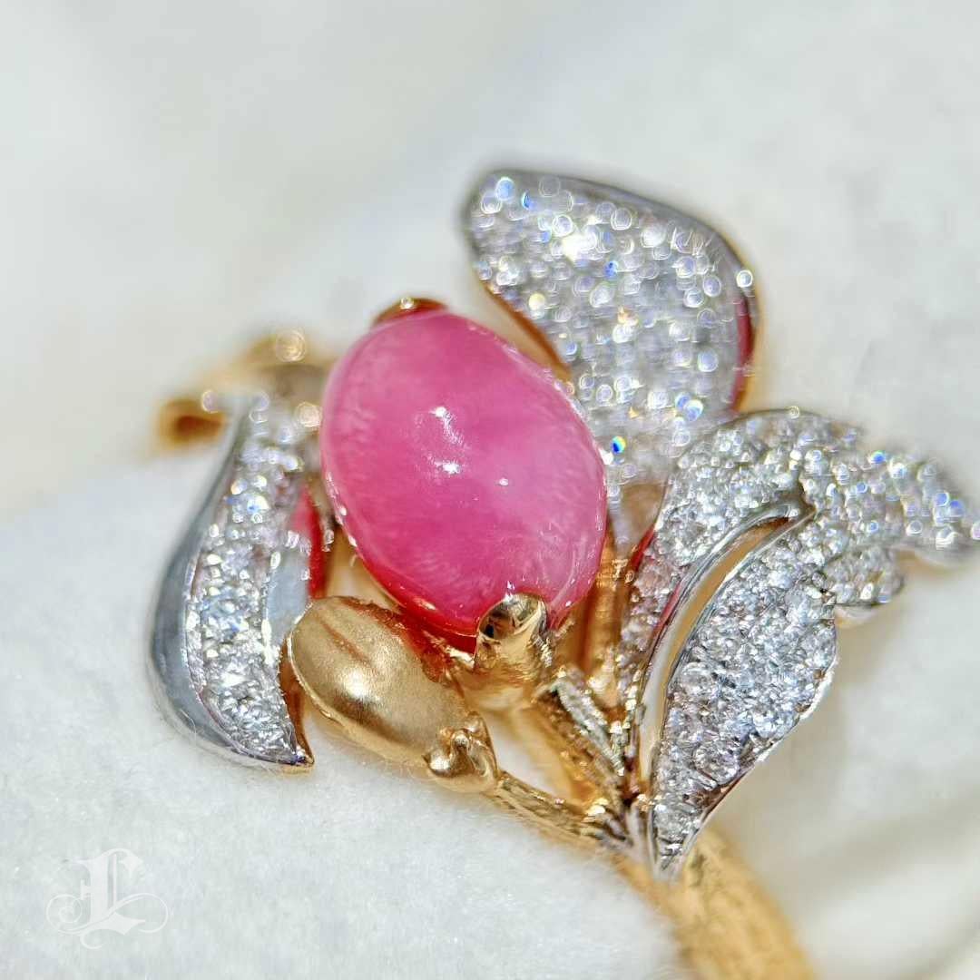 【Conchéa】Flamingo Bloom Conch Pearl Diamond Ring - 1.48ct en vente 4