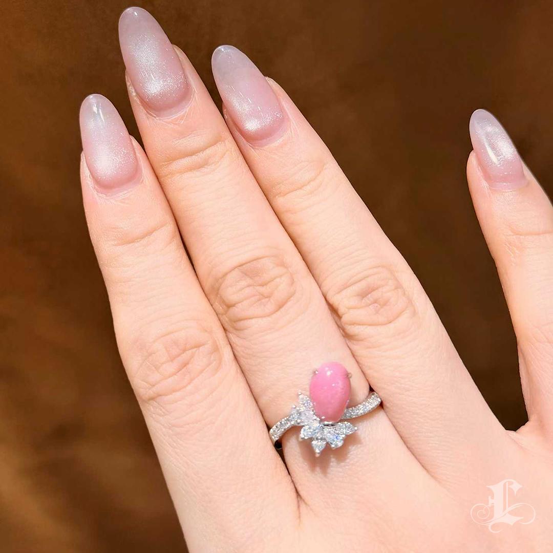 Grezzo 【Conchéa】 Anello di diamanti con perle di conchiglia naturale Flamingo Bloom - 2,63 ct in vendita
