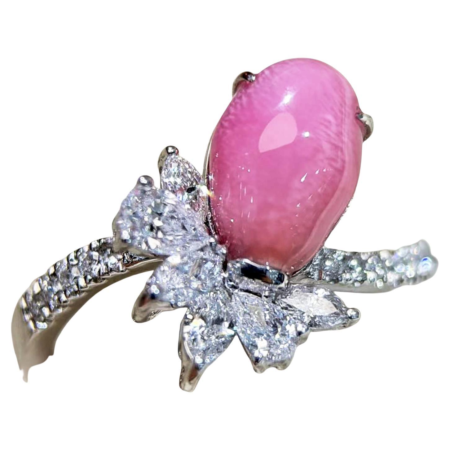 【Conchéa】 Anello di diamanti con perle di conchiglia naturale Flamingo Bloom - 2,63 ct
