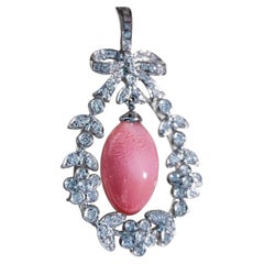 【Conchéa】Flamingo Flame Conch Pearl Pendant with Convertible Clasp — 4.48 ct