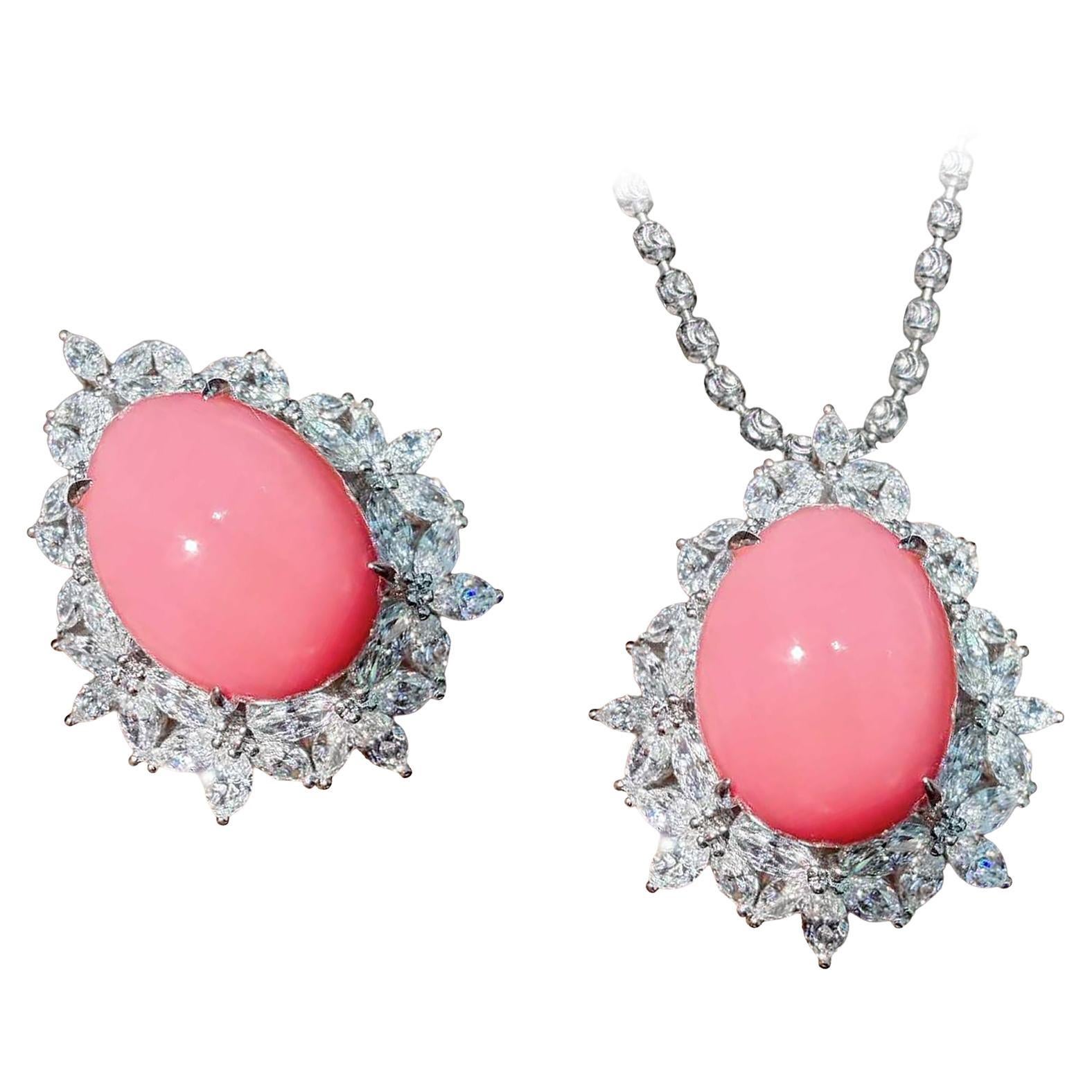 【Conchéa】Flamingo Pink Conch Pearl Convertible Ring 
Pendant — 8.7 ct