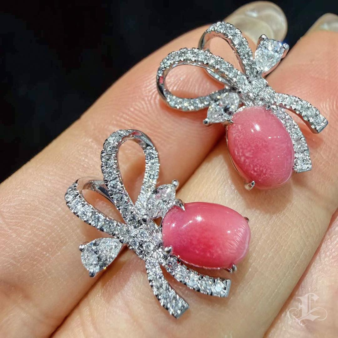 【Conchéa】Flamingo Boucles d'oreilles Bow Pearl Diamond - 2.83ct en vente 3