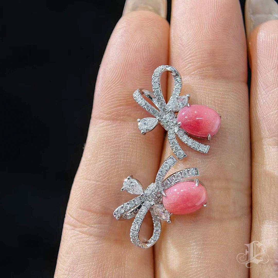 【Conchéa】Flamingo Boucles d'oreilles Bow Pearl Diamond - 2.83ct en vente 4