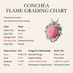 【Conchéa】Flamingo Pink Conch Pearl Diamond Pendant Necklace — 11.7 ct