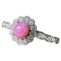 【Conchéa】Flamingo Pink Conch Pearl Diamond Ring — 0.94ct