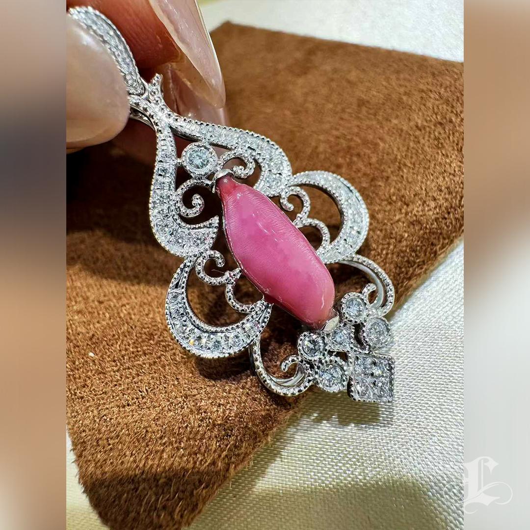 Ciondolo con diamanti e perle Pink Diamond - 2,52 carati in vendita 5