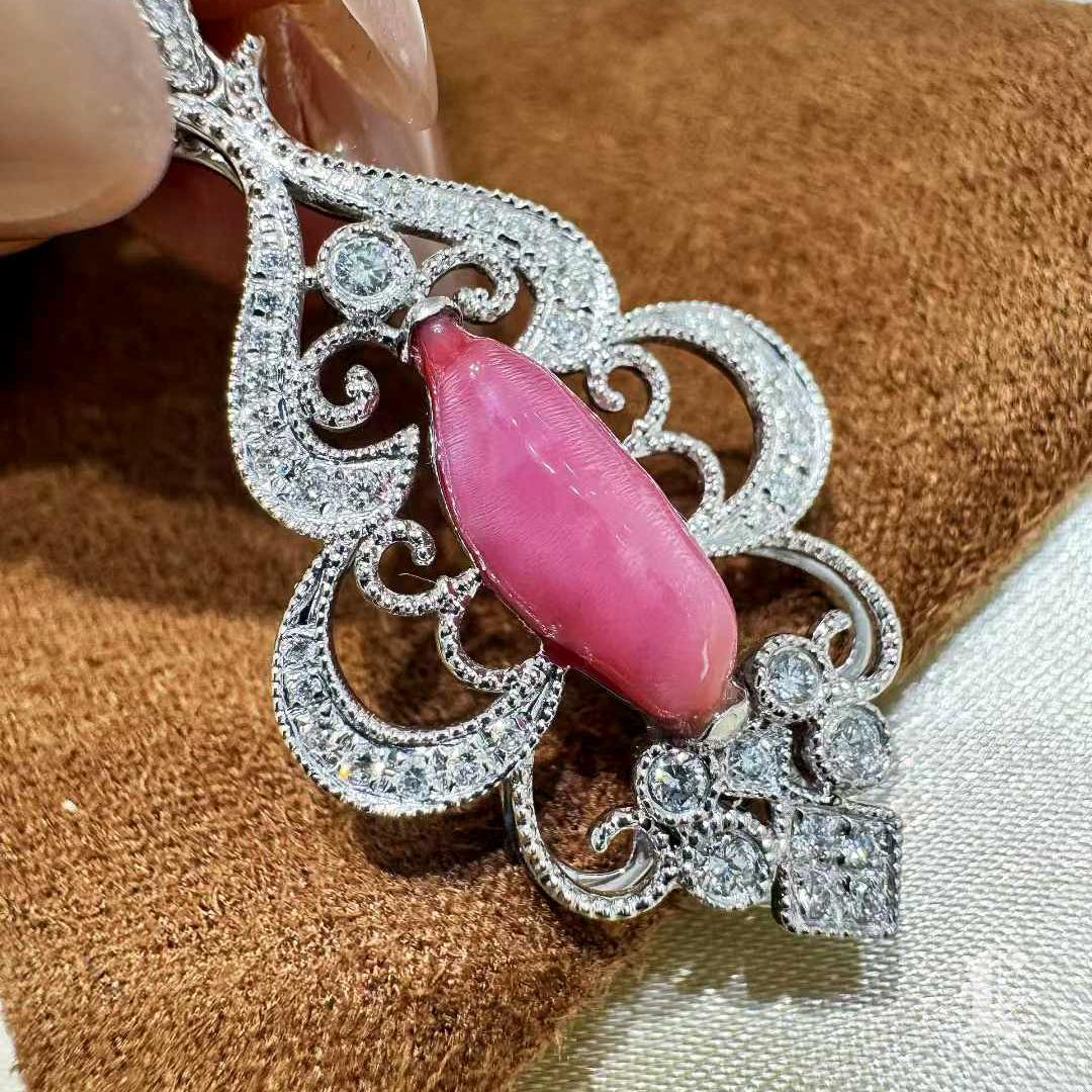 Ciondolo con diamanti e perle Pink Diamond - 2,52 carati in vendita 3