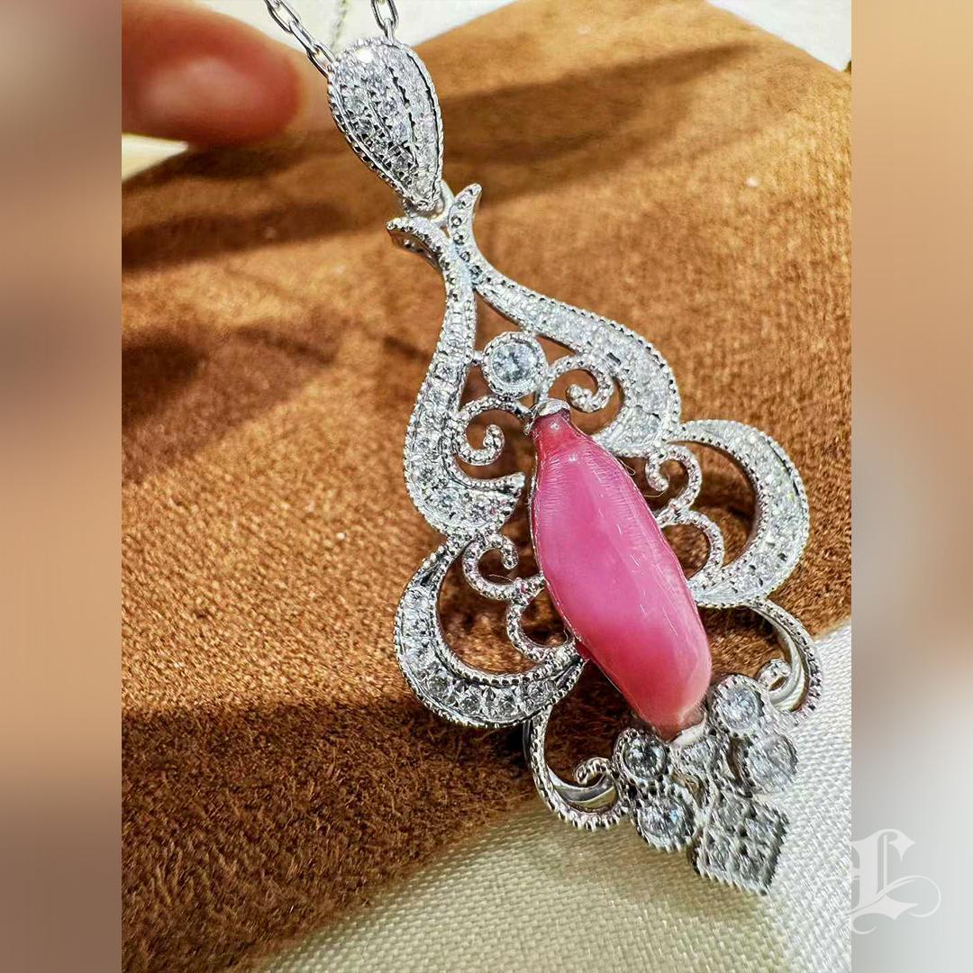 Ciondolo con diamanti e perle Pink Diamond - 2,52 carati in vendita 4