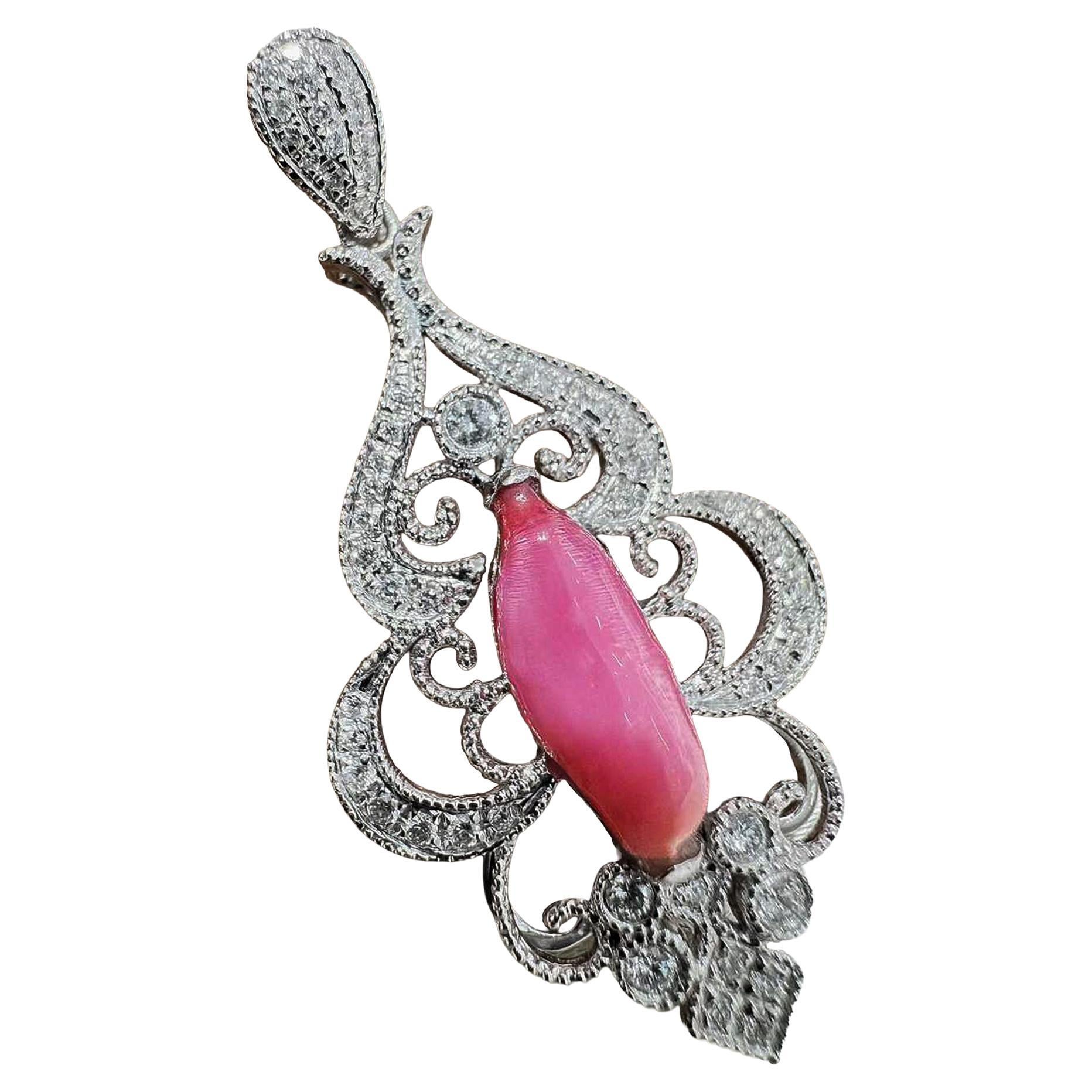 Ciondolo con diamanti e perle Pink Diamond - 2,52 carati in vendita