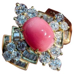 【Conchéa】Flamingo Pink Natural Conch Pearl Diamond Ring — 1.91 ct