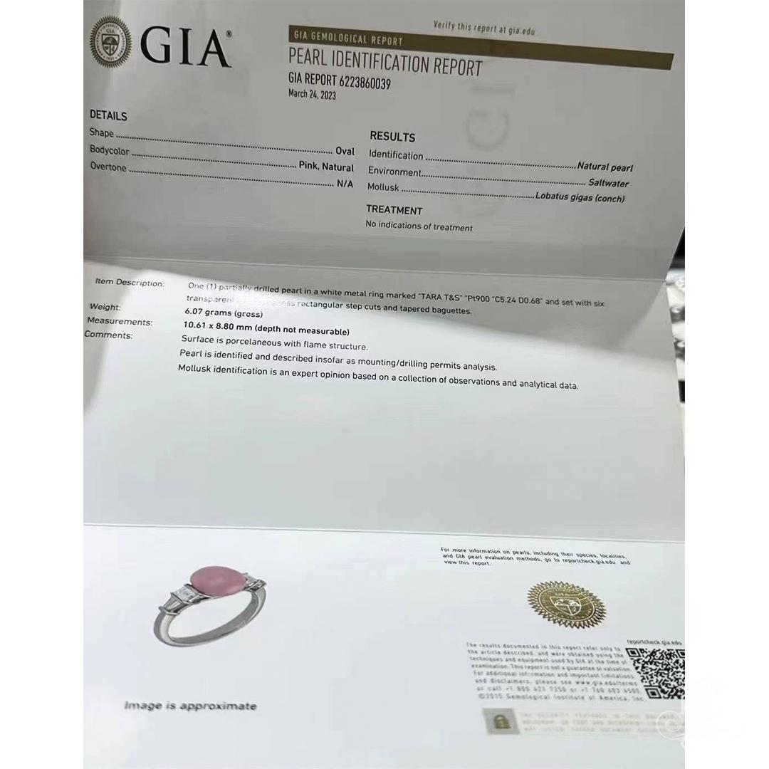 【Conchéa】Anillo de Diamantes y Perlas de Concha Llama Celestial Certificado por la GIA - 5,24ct Sin cortar en venta