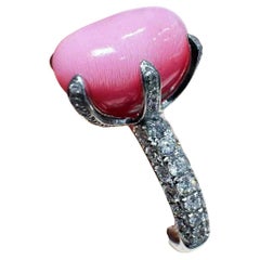 【Conchéa】Imperial Flame Conch Pearl & Diamond Ring — 7.2ct