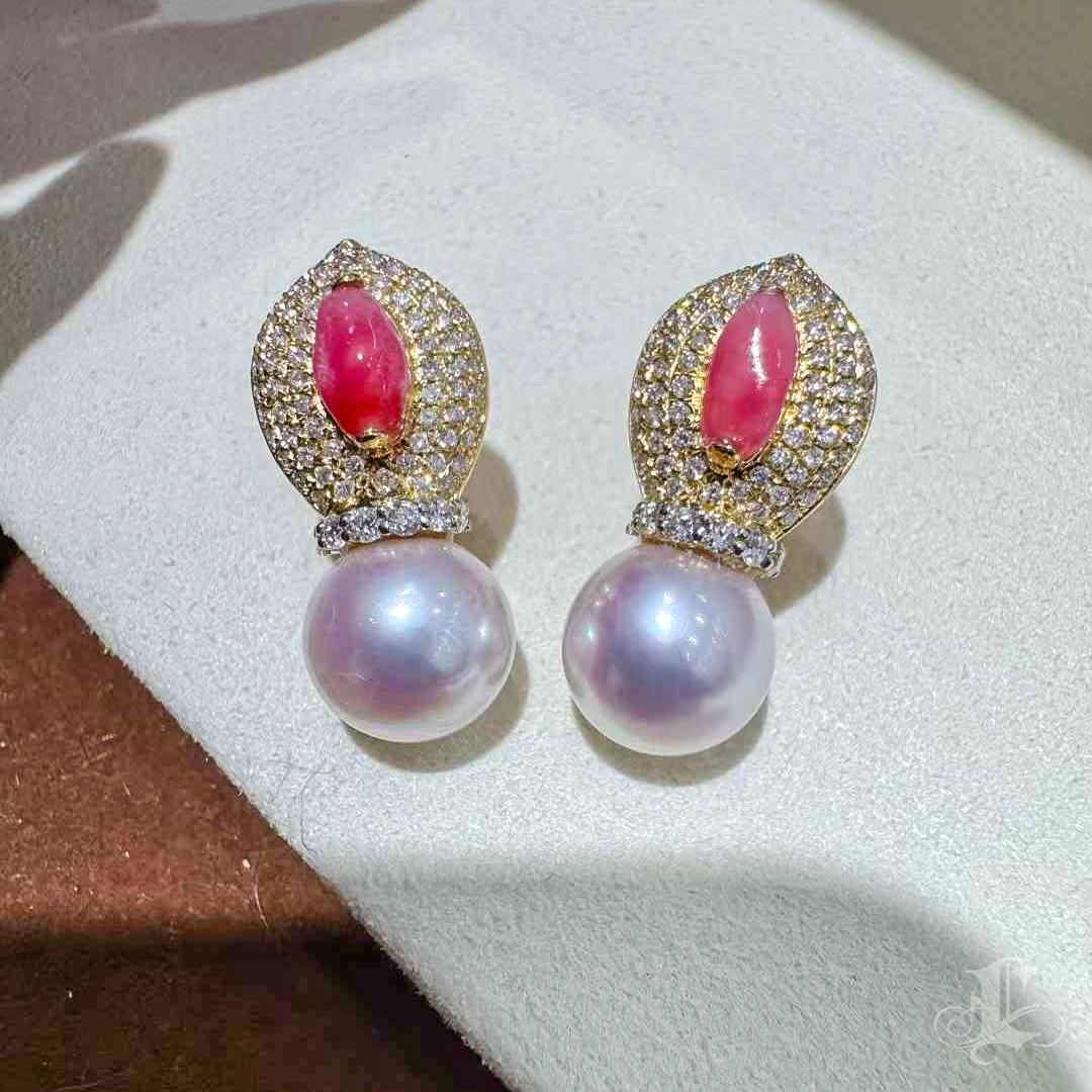 【Conchéa】Boucles d'oreilles pendantes en perles de conque mystiques et diamants Akoya - 0.97ct en vente 5