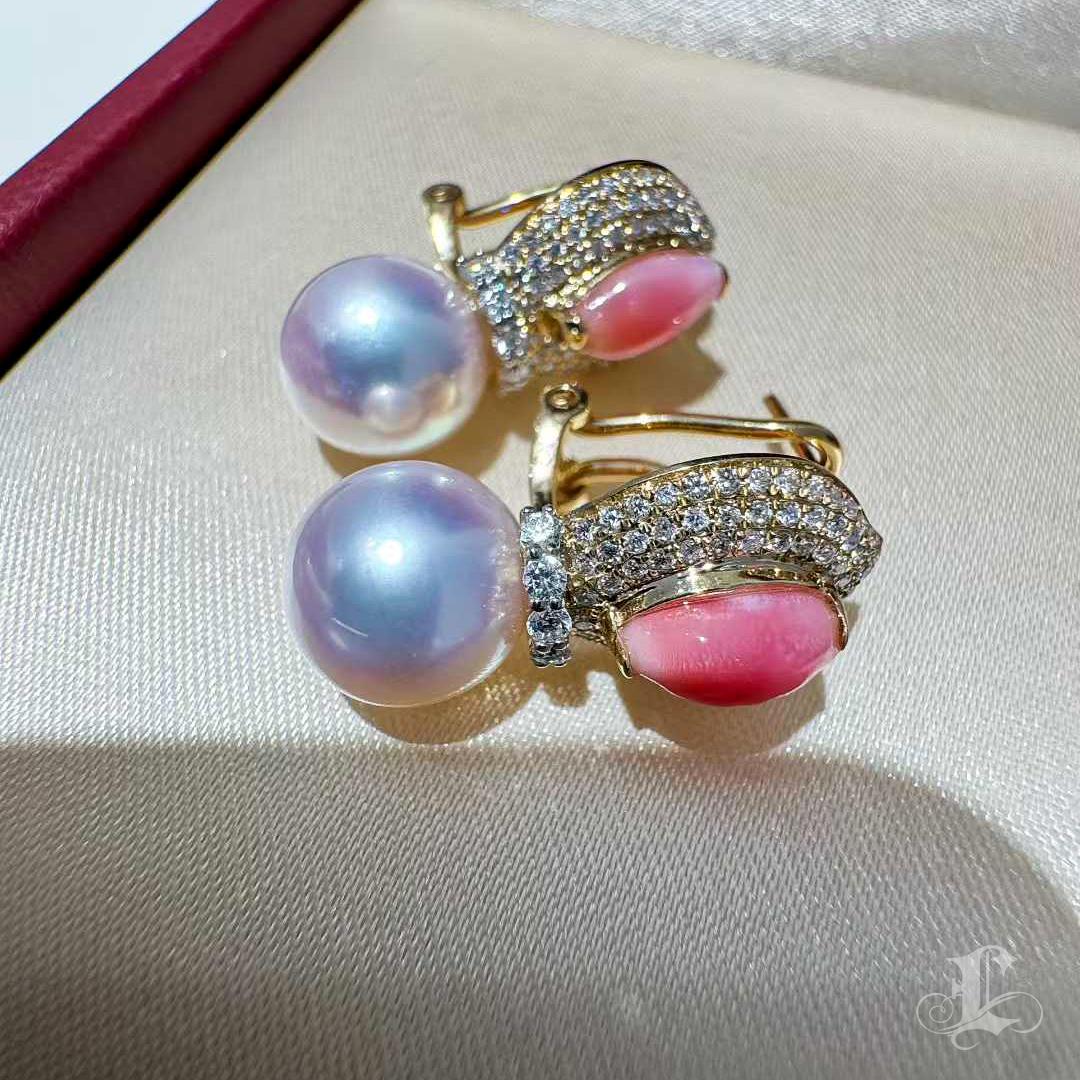【Conchéa】 Orecchini a goccia con perle mistiche e diamanti Akoya - 1.6ct in vendita 5