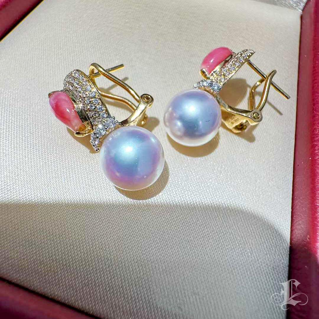 【Conchéa】 Orecchini a goccia con perle mistiche e diamanti Akoya - 1.6ct in vendita 6