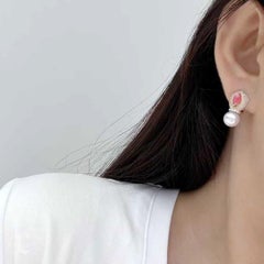 【Conchéa】Mystic Flame Conch Pearl & Akoya Diamond Drop Earrings — 1.6ct