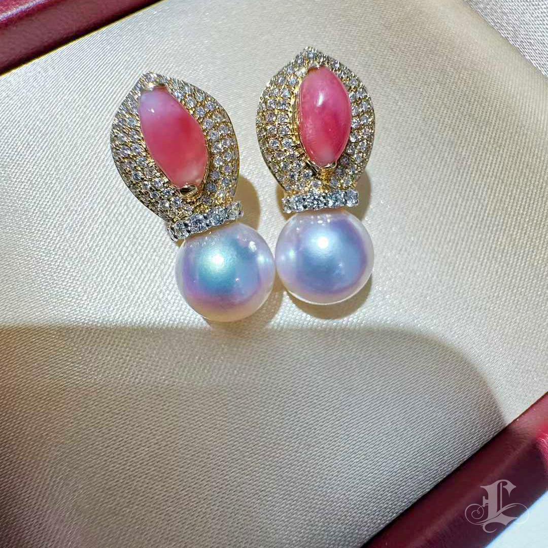 Donna 【Conchéa】 Orecchini a goccia con perle mistiche e diamanti Akoya - 1.6ct in vendita