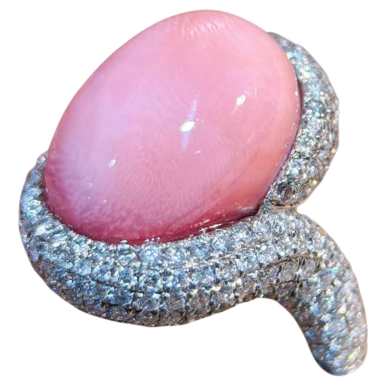 【Conchéa】Natural Conch Pearl Diamond Ring — 11.8 ct For Sale