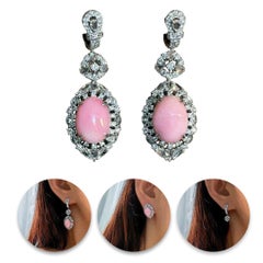 【Conchéa】Natural Conch Pearl Three-Drop Diamond Earrings — 10.98 ct
