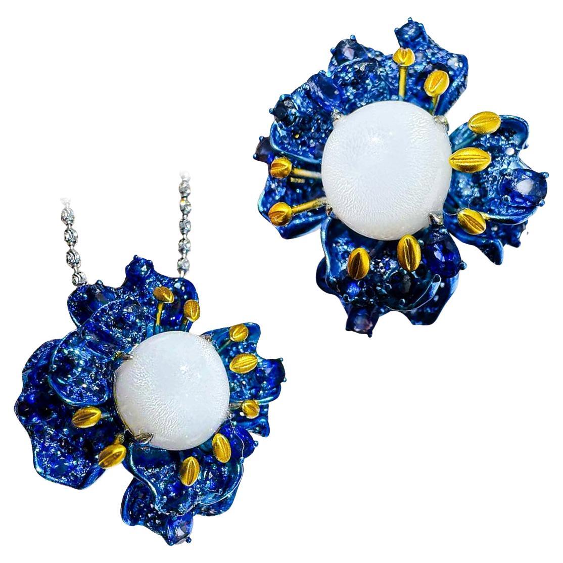 【Conchéa】Ocean Bloom Convertible Giant Clam Pearl Brooch-Pendant-Ring in vendita