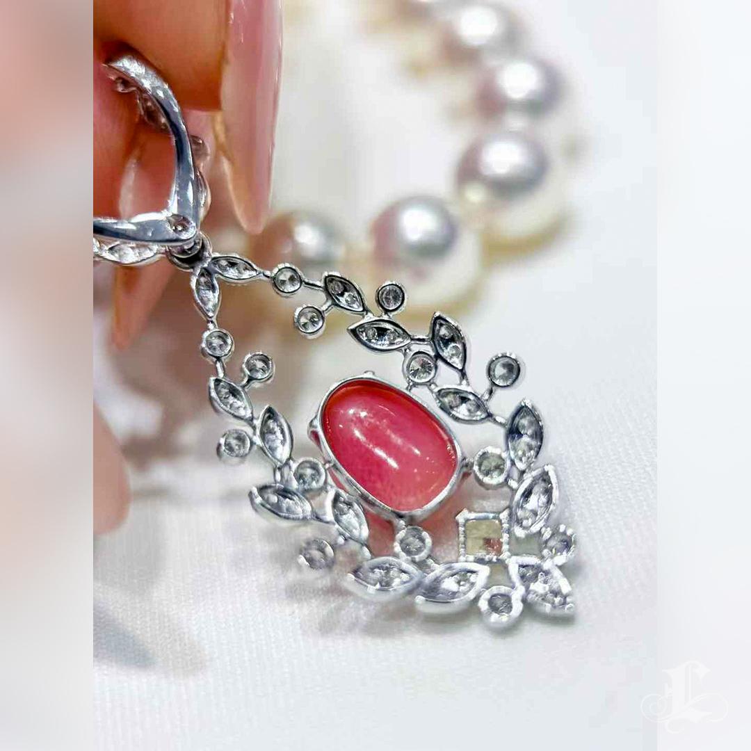 【Conchéa】Pink Flame Conch Pearl, Fancy Yellow Diamond & Diamond Pendant — 2.83ct in vendita 6