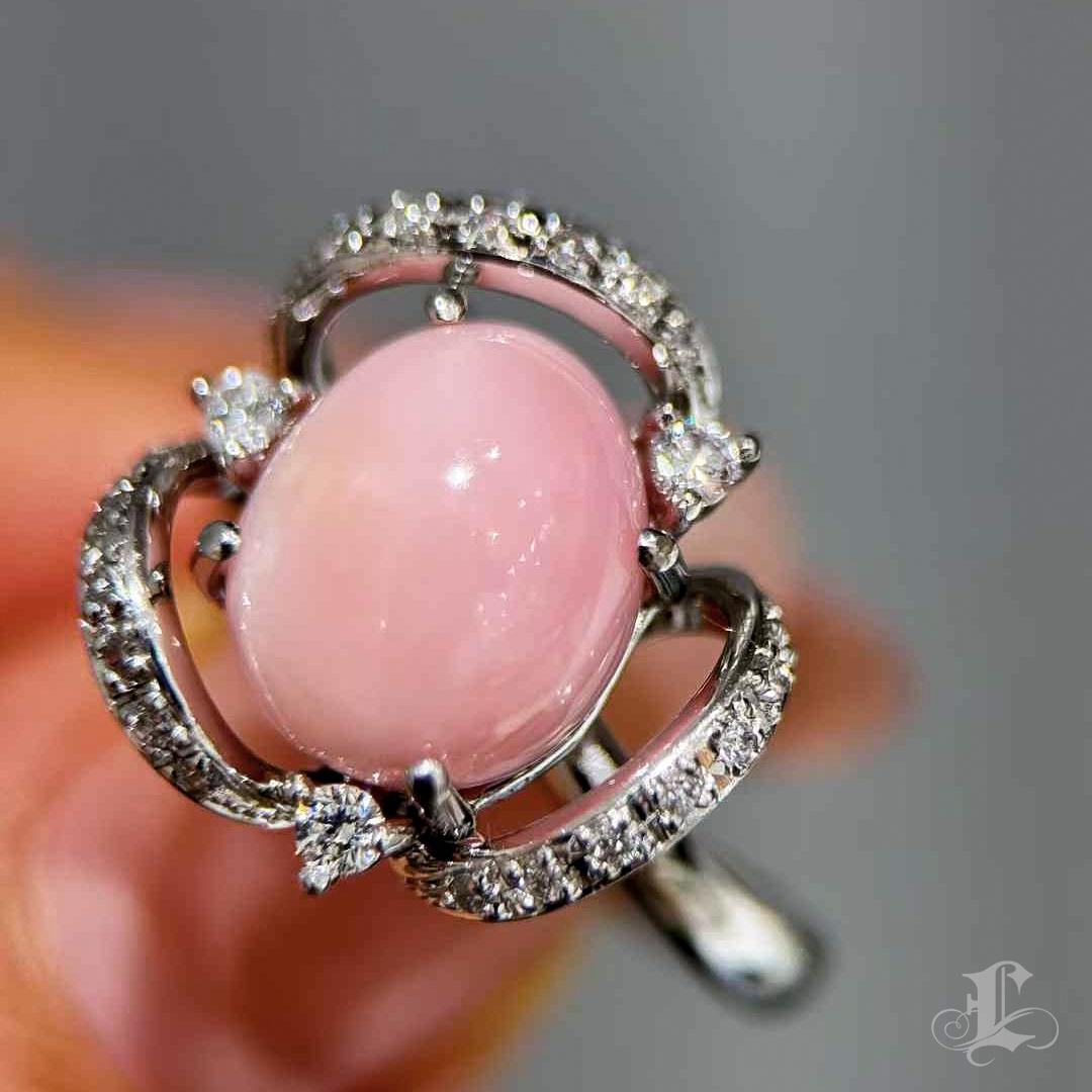 【Conchéa】PSL Bague en platine avec perle de conque rose naturelle certifiée - 7.2ct Neuf - En vente à New York, NY