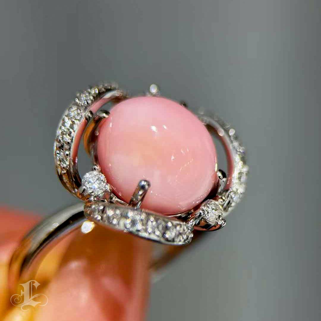 【Conchéa】PSL Bague en platine avec perle de conque rose naturelle certifiée - 7.2ct Pour femmes en vente