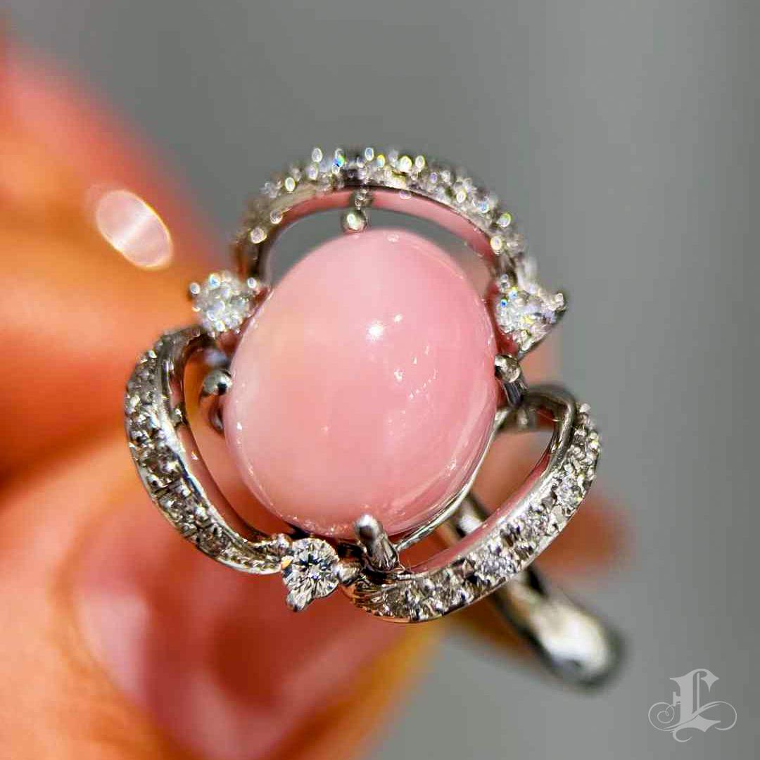 【Conchéa】PSL Bague en platine avec perle de conque rose naturelle certifiée - 7.2ct en vente 3