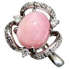 【Conchéa】PSL Certified Natural Pink Conch Pearl Platinum Ring — 7.2ct