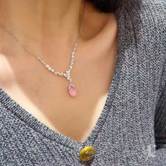 【Conchéa】Sakura Flame Natural Conch Pearl Diamond Necklace — 8.5 ct
